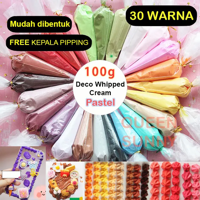 100GR Deco Whipped Cream Solid Pastel Krim Casing HP Topping Hiasan Decoden Case Handphone Simulation Fake Cream 0