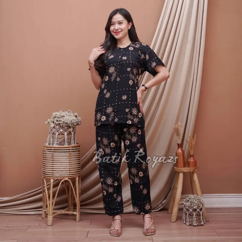 (Termurah Bisa Cod) SETELAN CP ONESET BUSUI KANCING DEPAN MOTIF TERBARU Baju Celana 1