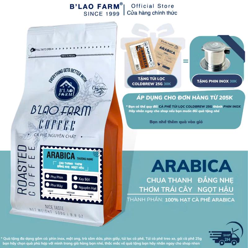 Cà phê ARABICA CẦU ĐẤT B'Lao Farm rang mộc nguyên chất hậu vị ngọt thơm quyến rũ phù hợp pha cold brew pha phin pha máy C5