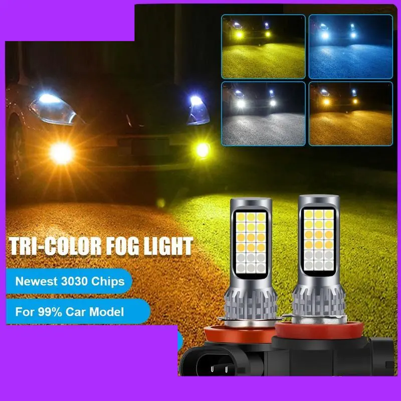 Lampu kabut LED 3 warna H8 H11 H16 AVANZA XENIA CALYA SIGRA AGYA AYLA ERTIGA JAZZ BRIO ROCKY RAIZE YARIS CATATAN MOBIL!! Item ini adalah potongan 3 warna, Anda perlu membeli 2 buah, silakan pilih 2 buah Car 1