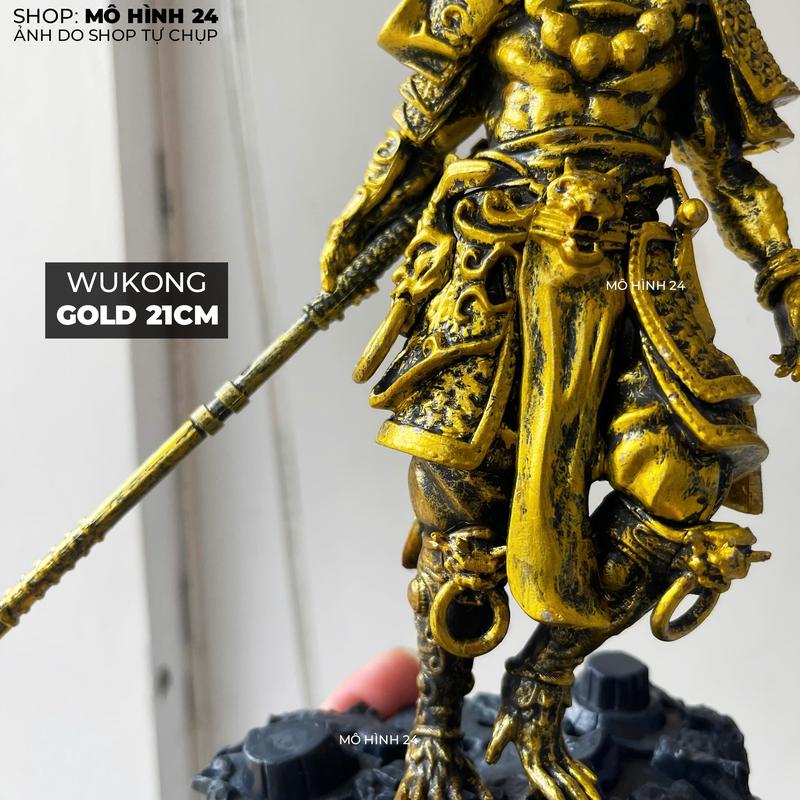 Mô hình TÔn ngộ không Wukong gold 21cm BlackMyth Black Myth nhựa giả đồng Tây Du Ký tề thiên đại thánh khỉ trang trí bể 6