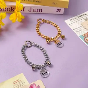 Kalung Kucing Rantai Akrilik Ribbon Lonceng Custom