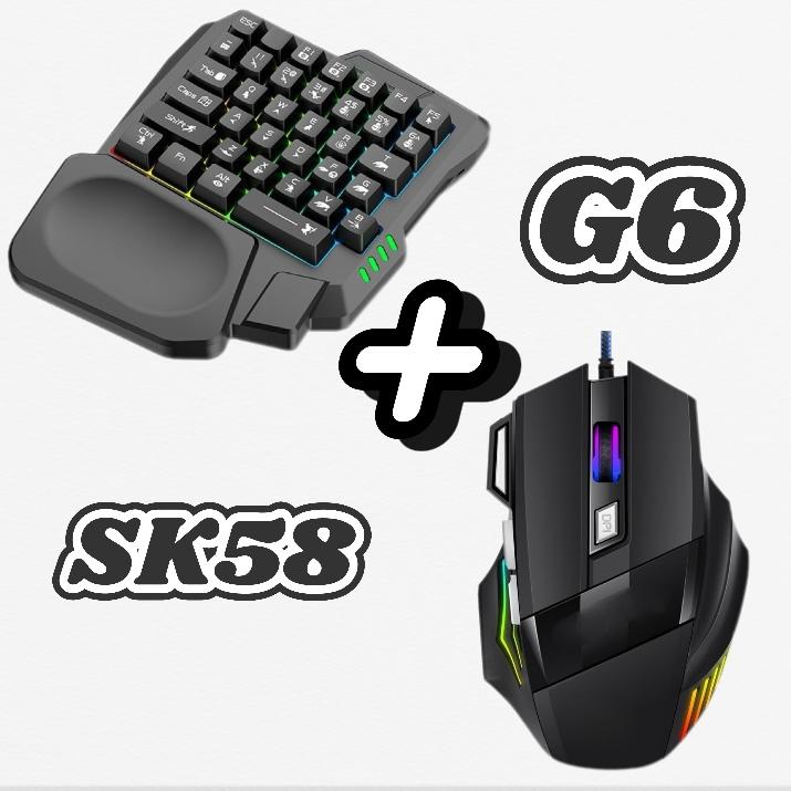 COMBO BÀN PHÍM 1 TAY SK58+CHUỘT 7 NÚT GAMING G6 bàn phím