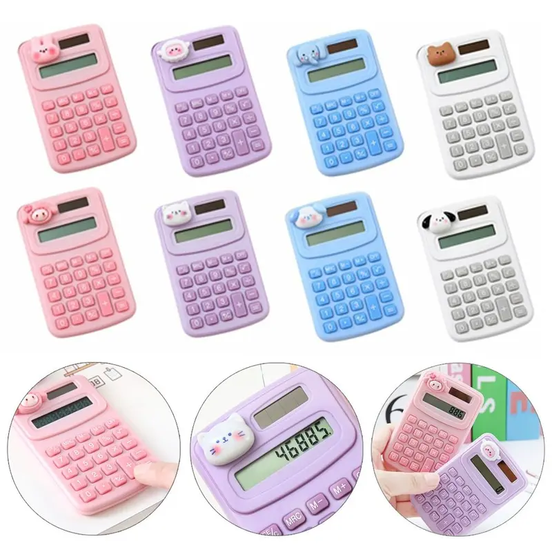 Máy Tính Mini, Chất Liệu Nhựa Bền, 8 Chữ Số, Máy Tính Toán Học Dễ Thương, Cầm Tay, Thiết Kế Hoạt Hình, Thích Hợp Sử Dụng Trong Văn Phòng, Tính Toán 0