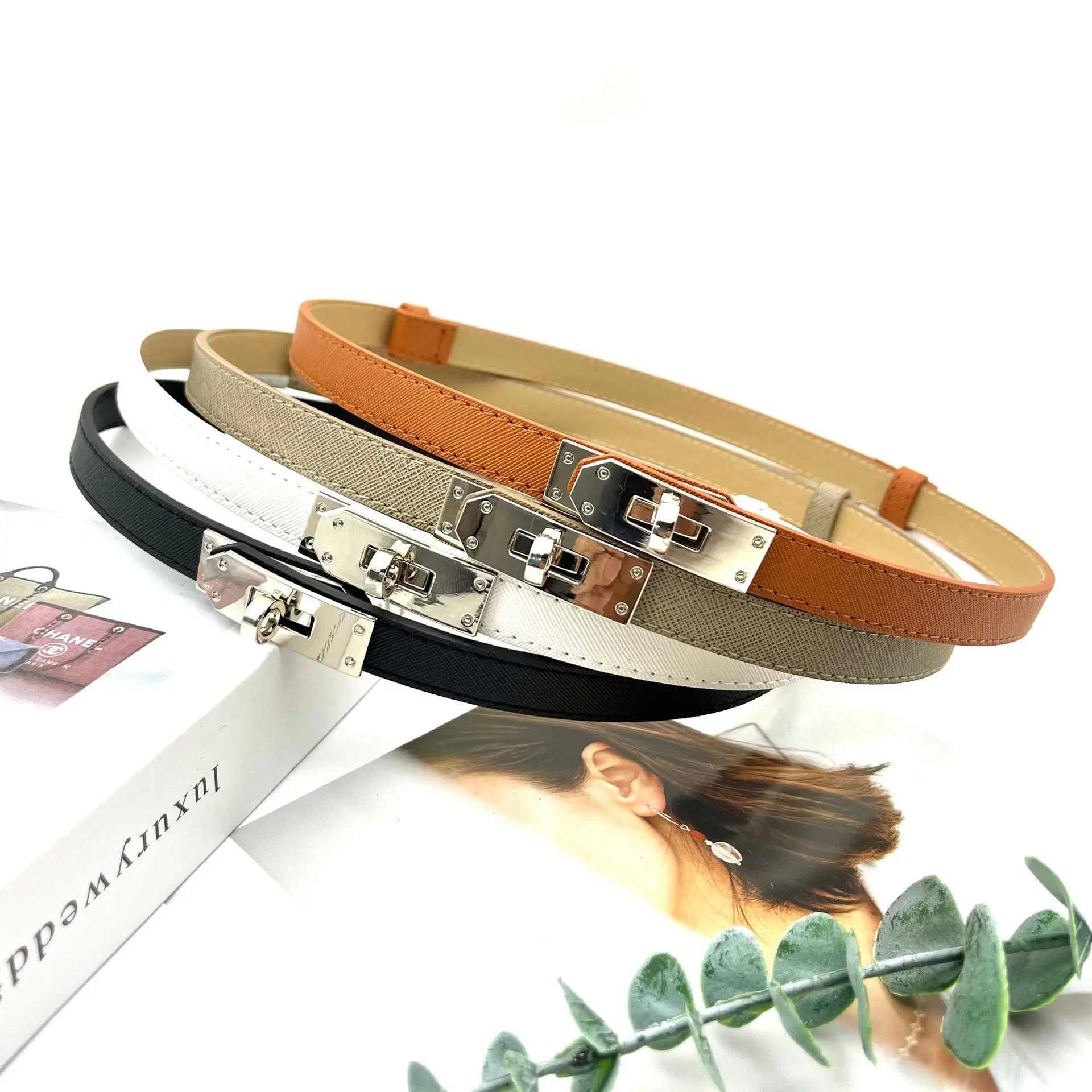 Thắt Lưng Mỏng Hẹp, Cạp Bó Sát Khóa, Dành Cho Nữ, Đồ Trang Trí Váy Áo Sơ Mi Dài, Dễ Phối Đồ, Có Thể Điều Chỉnh, Cỡ Nhỏ Thích Hợp Cho Phụ Nữ
