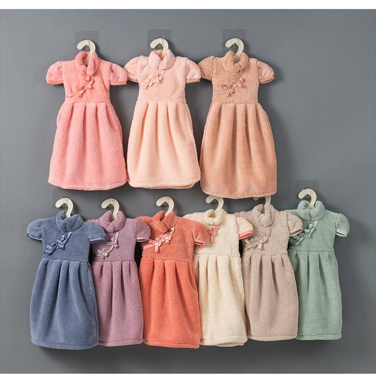 Product Introduction of Cute Princess Dress Hand Towel Kitchen Hand Towel Thickened Absorbent Coral Fleece Rag Handkerchief 7