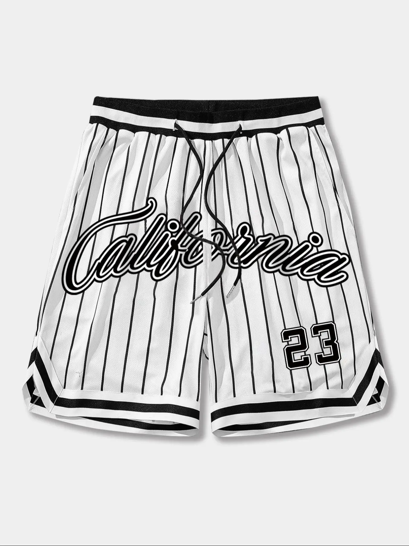 Men's Striped Print Drawstring Waist Gym Shorts, Casual Comfy Breathable Shorts for Daily Outdoor Wear, Men's Bottoms for All Seasons