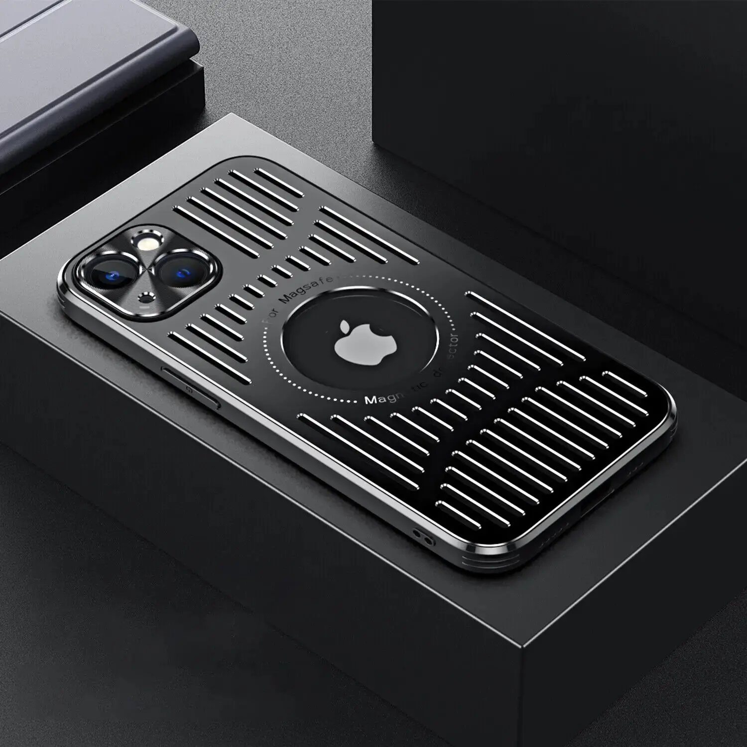 Casing Metal Heat Dissipation Breathable Macsafe Case for Magsafe for iPhone 15 14 13 12 Pro Max Plus Hollow Hole Safe Magnetic Back Cover