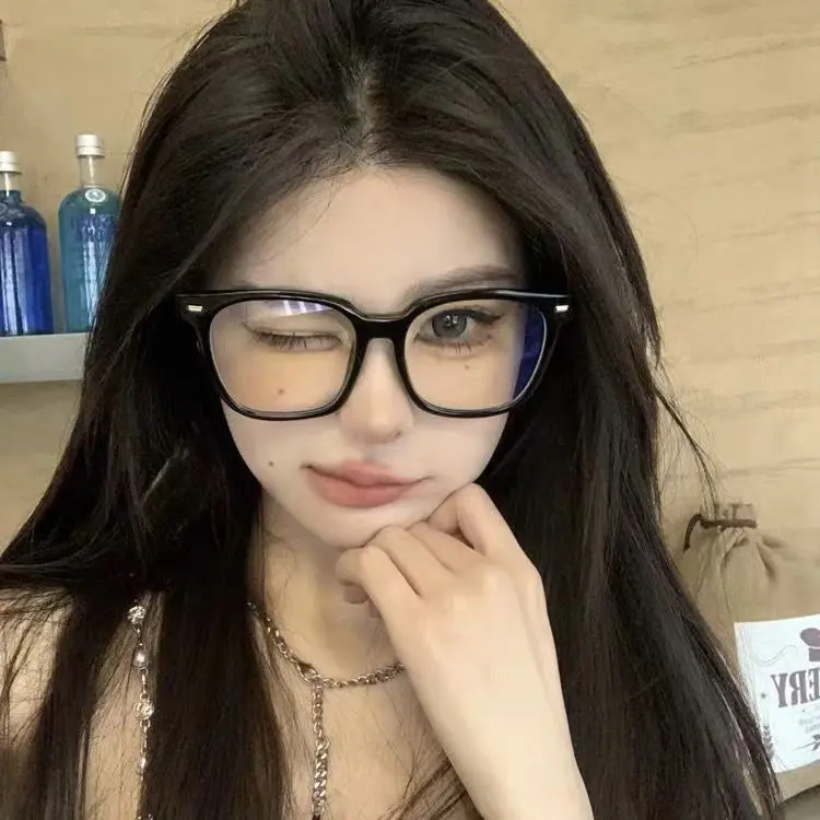 Internet Celebrity Black Frame Glasses Women's High-Grade Large Frame Myopia Degree Face without Makeup Gadget Glasses Frame Big Face Slim