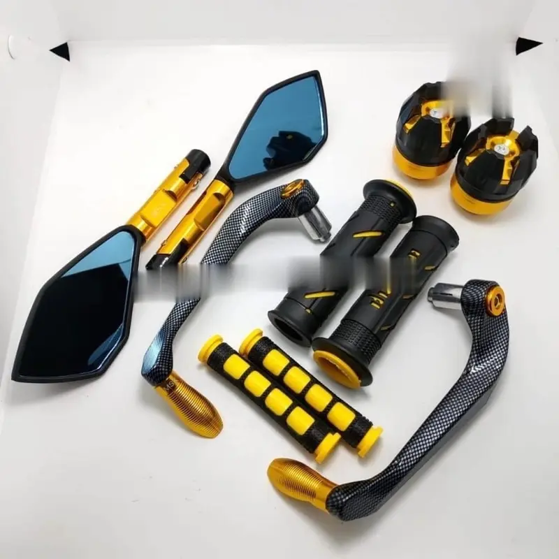 Paket 5 Item variasi motor proguard sabit karbon + spion v2 tomok + handgrip domino + karet handle rem + jalu as roda Universal beat mio fino jupiter supra cbr150r nma pcx adv 1