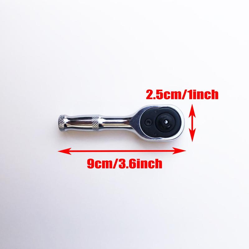 1/4 Inch Short Handle Quick Release Wrench, Portable 72-tooth Ratchet Wrench, Multipurpose Hand Tool for Home & Office 1