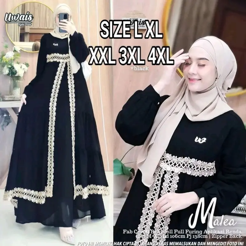 gamis super jumbo bahan ceruty mix puring up to LD 140 Muslim Tangan Dewasa