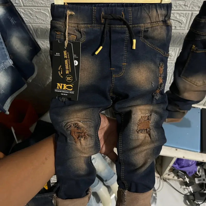 Celana Jeans Anak Panjang Sobek Lutut Coklat 1-12th Bunda Biru 3
