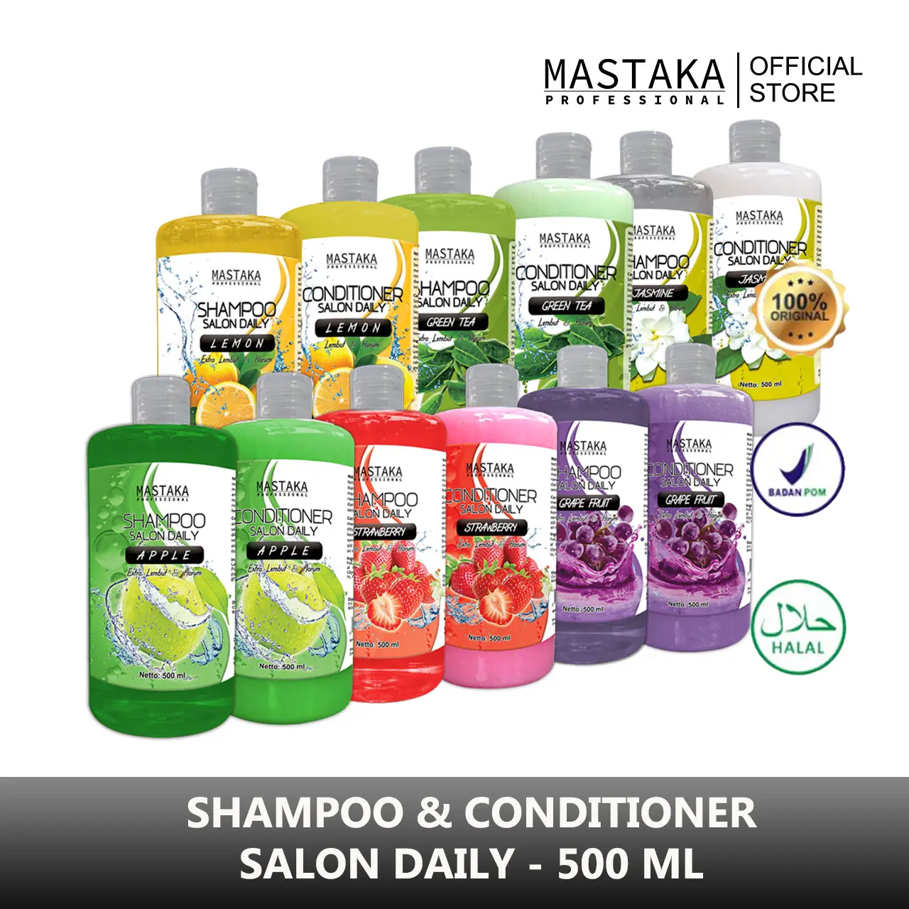 MASTAKA Paket Salon Daily Shampoo & Conditioner Botol 500 ml Sampo Perlindungan Warna Membersihkan Haircare Melembutkan