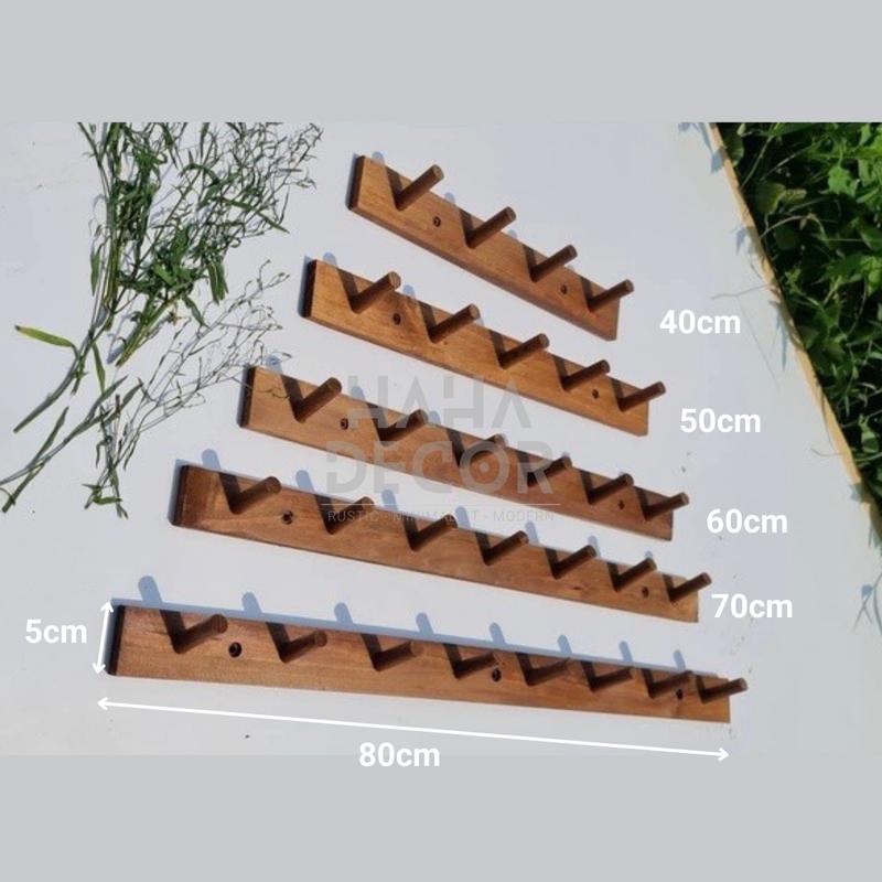 Móc gỗ treo tường kệ gỗ trang trí nhiều kích thước móc gỗ treo quần áo KGTT03 2