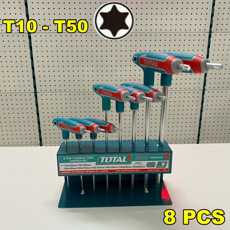 Bộ lục giác sao chữ T 8 chi tiết Total THHW80836 (T10 - T50) đế sắt Cr-V mạ crom