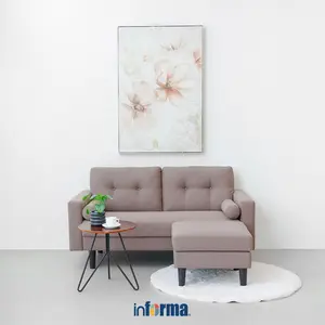 Informa Pluto Set Sofa Fabric 2 Seater Dengan Bangku - Cokelat Kursi Santai Tempat Duduk Tamu Bangku Kaki Kursi Minimalis