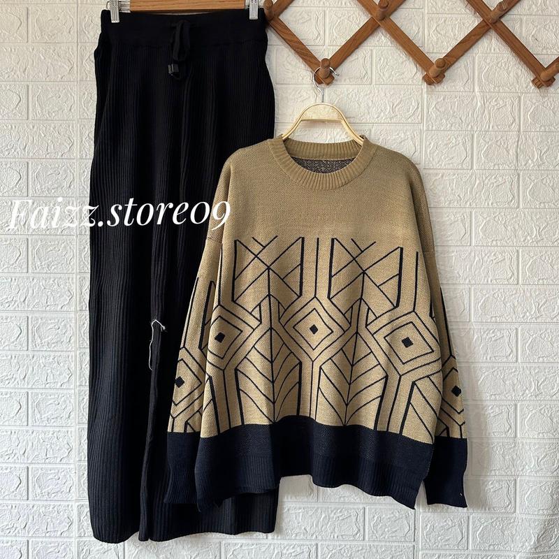Oneset Sweater Rajut Raize Setelan Celana Kulot Wanita / Atasan Rajut Import Fit Panjang Baju Dewasa 6