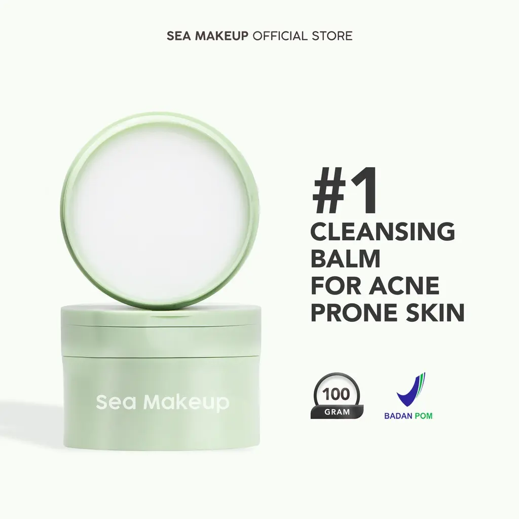 Sea Makeup Cleansing Balm Pembersih Make Up Remover Kulit Berjerawat Membantu menghapus makeup secara mudah with Salicylic Acid + Tea Tree 【BPOM】