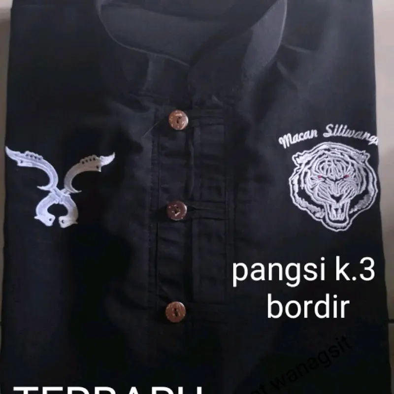 setelan baju pangsi dewasa bordir# baju pangsi Sunda kancing 3 bordir  Putih 2
