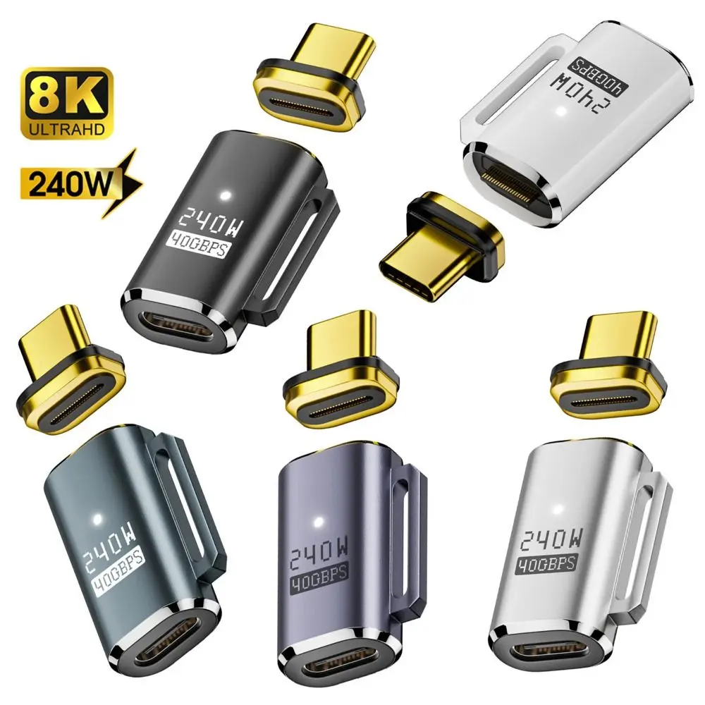 Professional PD 240W USB C Magnetic Adapter 40Gbps Fast Charging Type-C Converter 8K 60HZ Female to Male USB4 Adapter Mobile Phone
