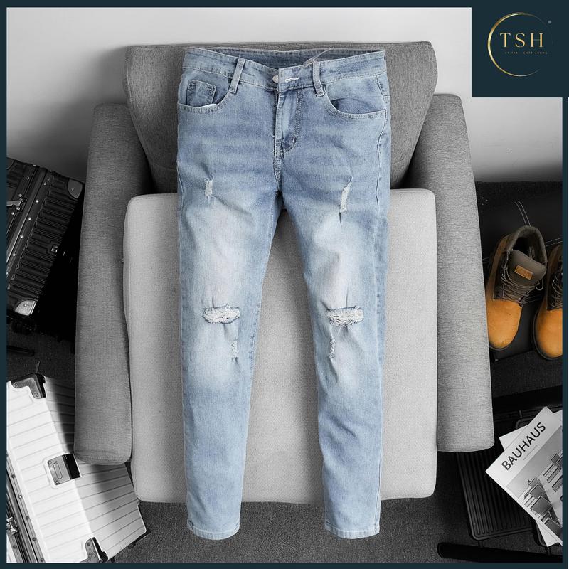 [ TSH ] - Mã Số QJN8 Quần Jean Nam Xanh cào xước chất liệu jean bò denim co giãn nhẹ như hình,chuẩn from dáng,đủ size có nhiều mẫu mới Menswear Pants Có Túi