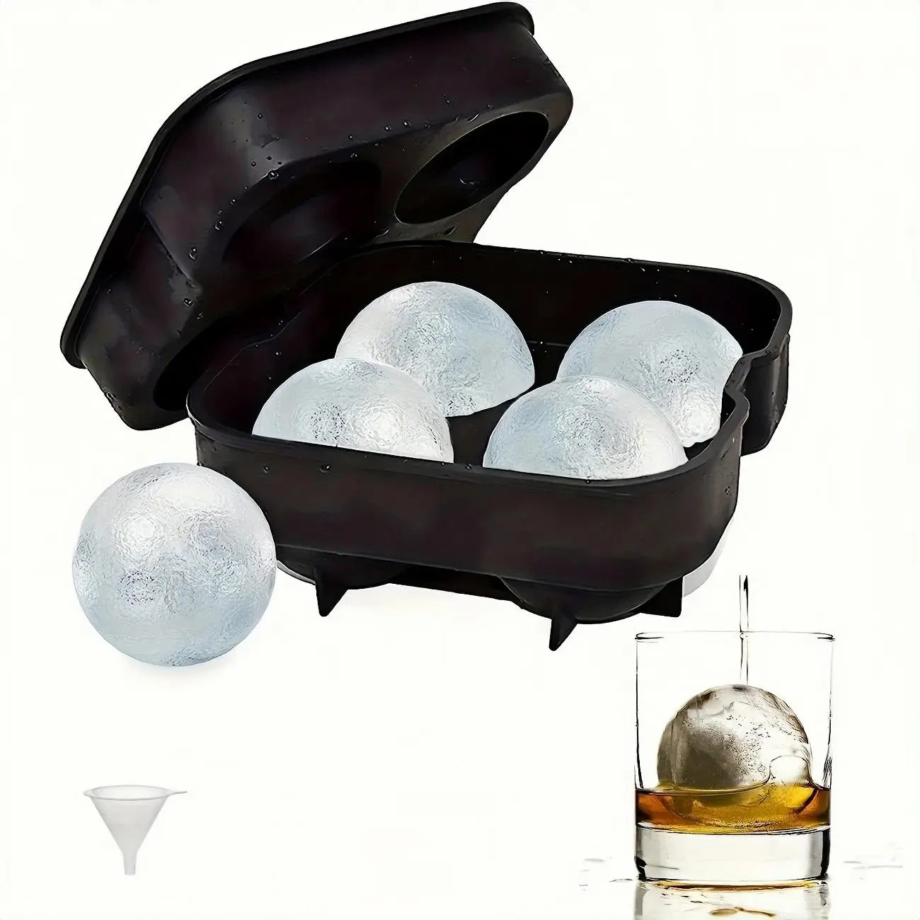 Silicone Ice Ball Maker, 1 Count Large Capacity Round Ice Cube Tray for Whiskey & Cocktails, Barware for Drinks