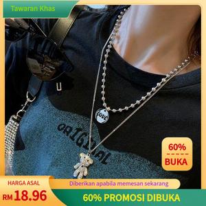 Set Kalung Bertindan Dua Lapisan, Gaya Hip-Hop Beruang Berlian Penuh Bergaya, Untuk Wanita, Rantai Fesyen Baharu Panjang 2025 Jewelry Necklaces Bead ancient egypt part  2  round  jade  pendant  necklace  auction