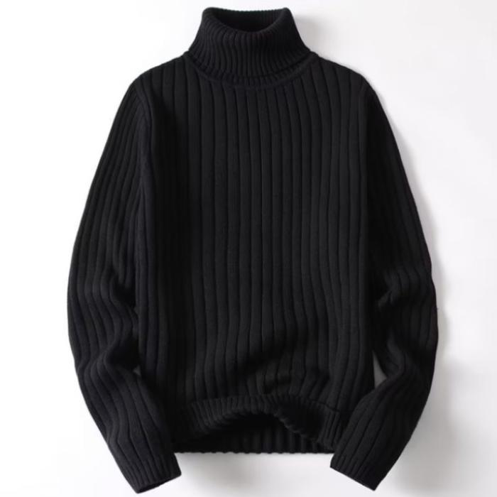 Product Introduction of Winter Men's Turtleneck Sweater Trendy Slim Fit Thickened Base Cotton Knitwear Warm Long Collar Solid Color Cable-Knit Sweater Male Slipper 14