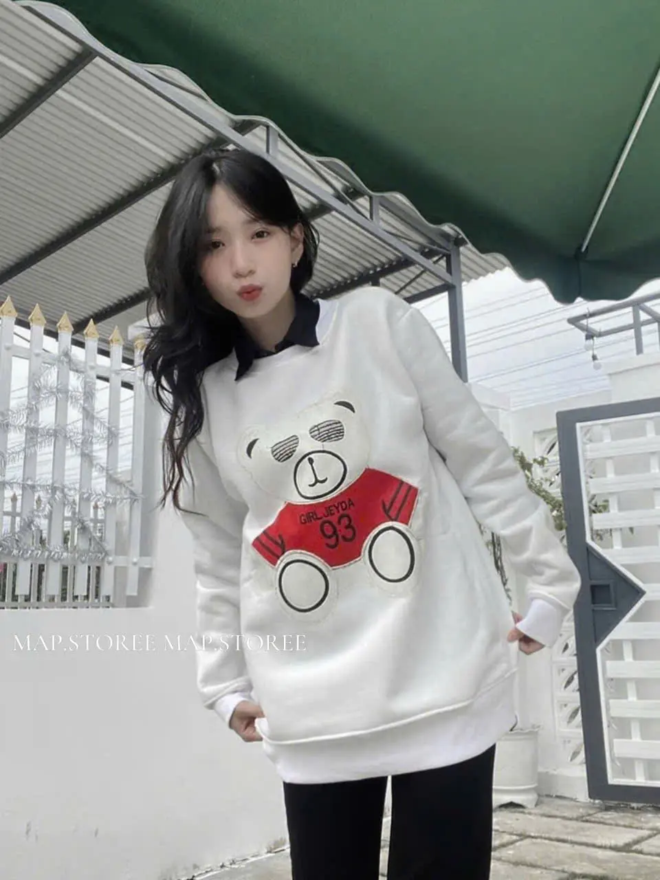 Áo Sweater Nỉ Bông In Hoạ Tiết Sắc Nét Xinh Xắn Form 40-60KG Nữ Top
