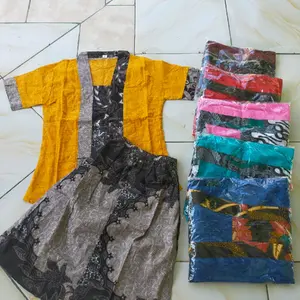 Kebayak Anak Caca Encim Lengan pendek Bunga Bisa Dicuci Dengan Mesin Katun (Real Picture)