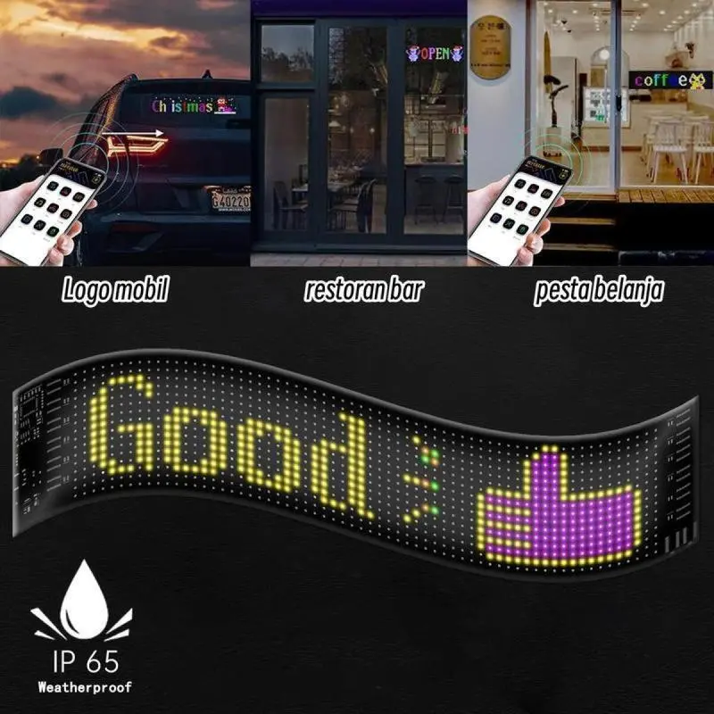 BECKY LED strobo mata mini  Strip Lampu  Mobil Fleksibel dengan Layar  Super Terang Panel Lampu Warna RGB Tahan Air Berkedip gerak truk lampu truk bergerak - Kendaraan, Otomotif Kabel Car strobo  mata headlamp custom STROBO MATA RUNNING TEXT TERBARU 2