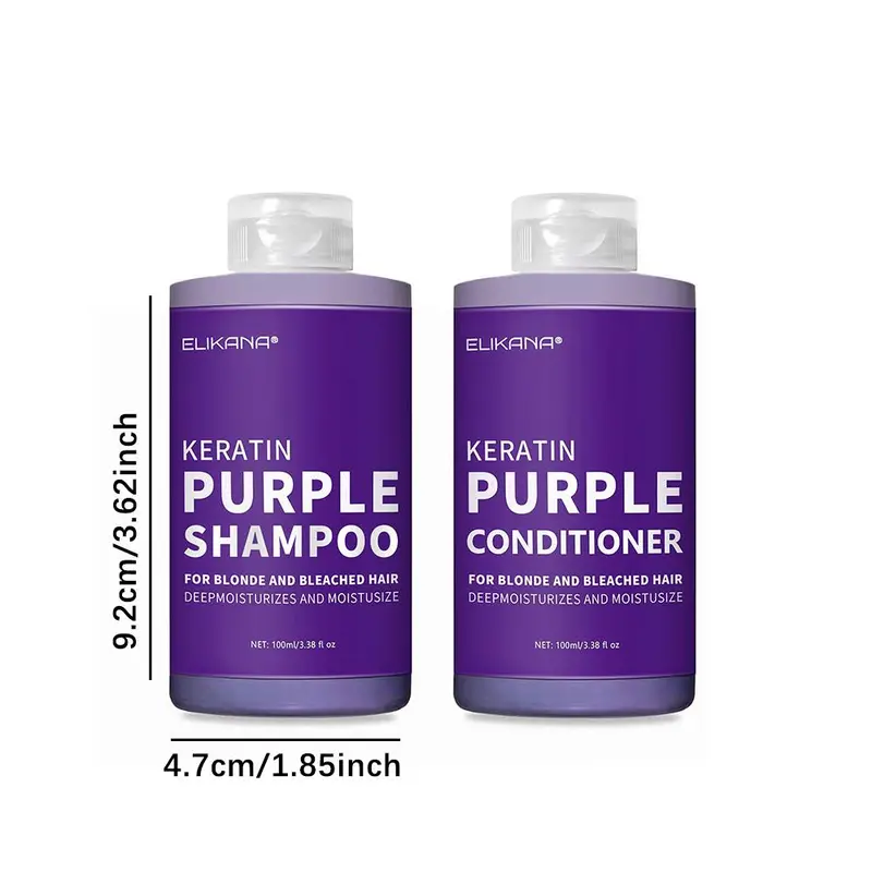 Keratin Purple Shampoo & Conditioner Set, 2 Counts/set Deep Moisturizing and Long-lasting Color Fixing Shampoo & Conditioner, Suitable for Travel and Daily Use, Haircare 1