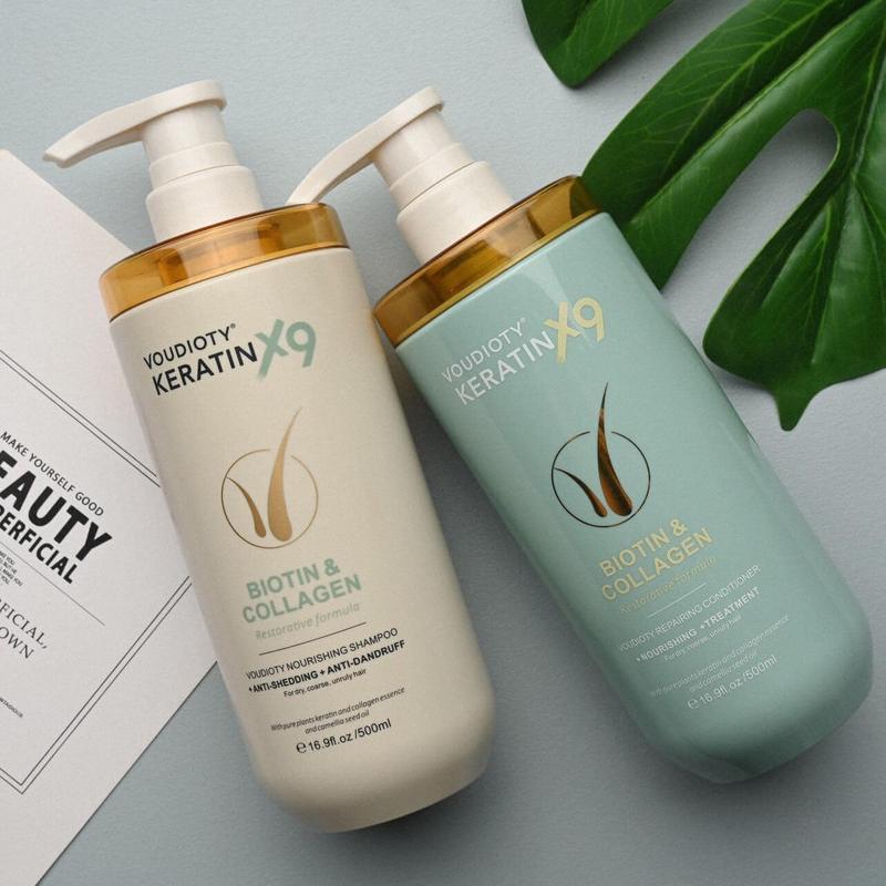Cặp dầu gội xả Voudioty Keratin X9 Biotin & Collagen 500ml