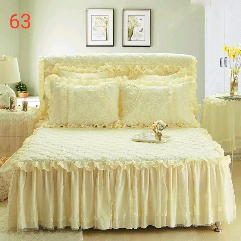 Bộ ga gối 3 món(1ga,2 vỏ gối) cotton hàn quốc trần bông cao cấp, tiểu thư sang chảnh 3