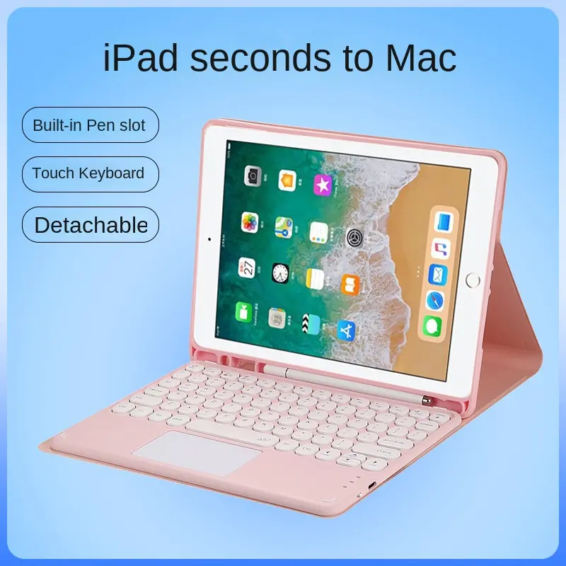 IPad mini6 keyboard case suit for iPad mini 6/iPad Pro 11 inch/13 inch 2024 protective case Air9.7 stop with touch round cap Bluetooth keyboard leather case Accessories Tablet