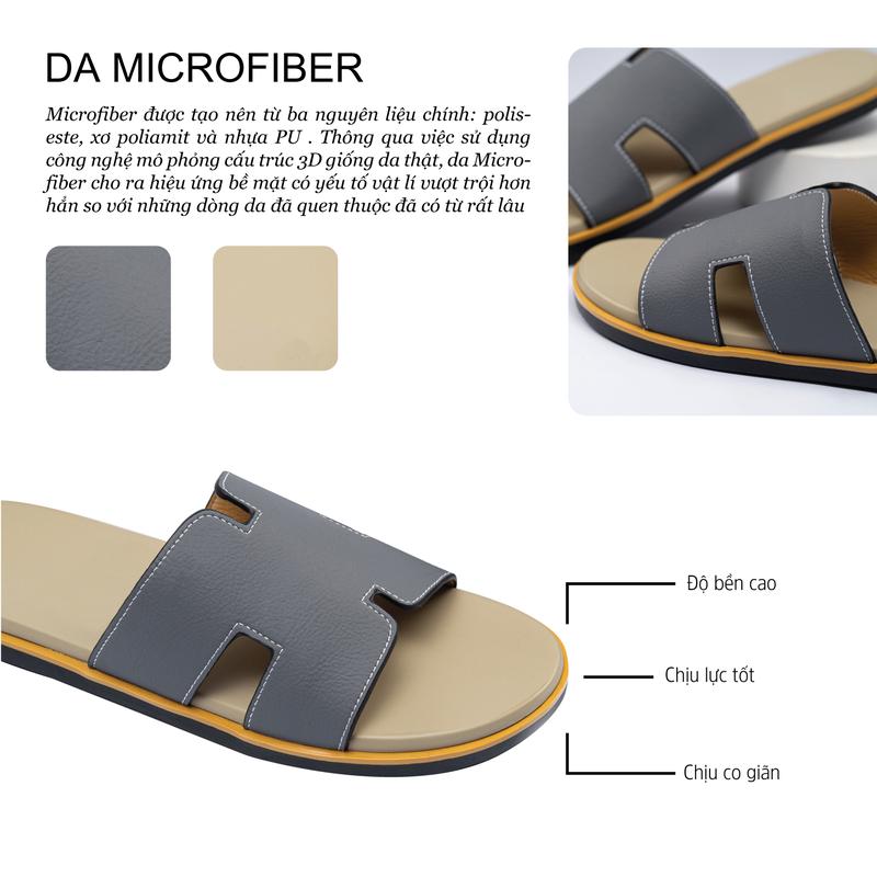 Dép Nam Kunluv Cao Cấp Quai Da Microfiber Chữ H, Hàng QC Full Box MS35 2