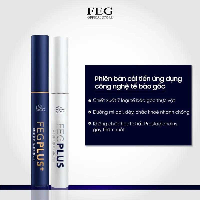 Combo Serum Dưỡng Mi [ KHÔNG KÈM QUÀ TẶNG] FEG Plus Stem Cells ngày và đêm không chứa Prostaglandins gây thâm mắt giúp mi dài và cong (5ml/lọ) Chuốt Mi 1