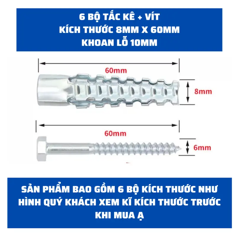 Combo 10 Bộ Tắc Kê Sắt + Vít Chịu Lực Cực Tốt Không Sợ Bung Và Rơi Rớt Mọi Vật Dụng Treo Tường Sau Khi Lắp Đặt K243 3