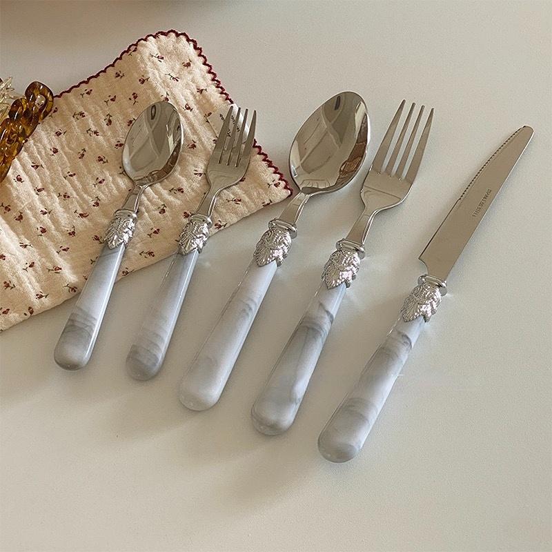 Retro Cutlery Set Stainless Steel Spoon Fork Steak Knife Tableware 2