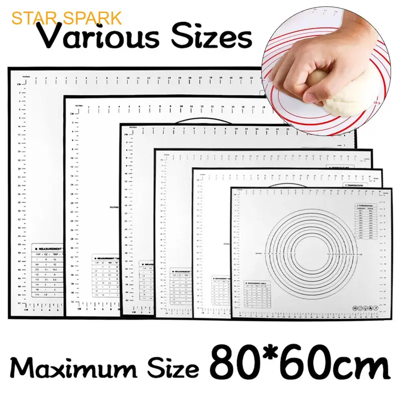 Fiberglass Silicone Baking Mat – Large Kneading Pad with Scale, Non-Stick Rolling Dough Mat for Pastries
