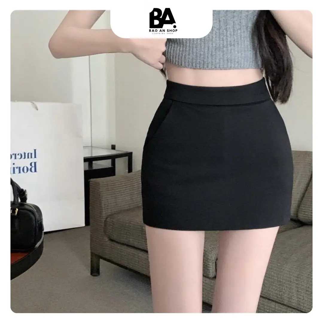 [ Có Lót Trong ] Chân Váy Ngắn Dáng A Dáng Ngắn Ôm Body 2 Túi Trước Cạp Cao Lưng Chun Chất Liệu Umi Hàn Co Dãn Không Bai Xù Cho Nữ Women