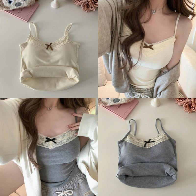 Áo 2 Dây Nữ Có Mút Ngực Đính Nơ Ren Form Ôm Nhiều Màu MA877 croptop quần áo  thun  body  nữ áo  boho  chic 1