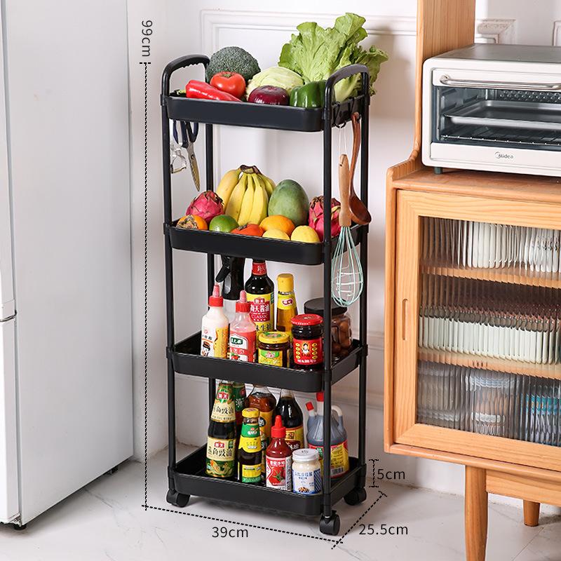 Product Introduction of Bookshelf Floor-standing Movable Household Simple Multi-layer Snack Storage Rack Reading Bookshelf with Wheels Multi-functional 10