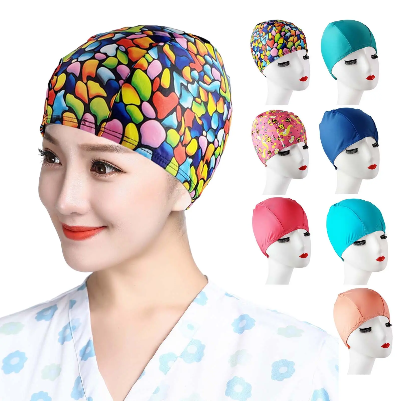Mũ Tắm, Độ Đàn Hồi Cao, Không Thấm Nước, Mềm Mại Và Thoải Mái, Vừa Vặn Hoàn Toàn, Làm Bằng Nylon, Thích Hợp Cho Bãi Biển Mùa Hè Và Các Môn Thể Thao Dưới Nước