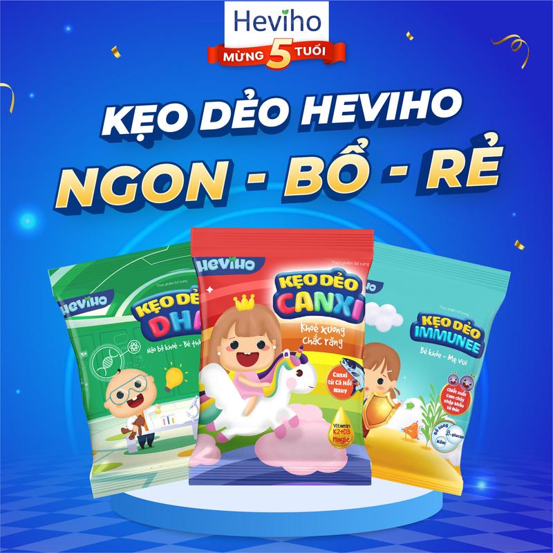 Kẹo Dẻo Heviho - Bổ Sung DHA, Canxi, Tăng Đề Kháng Giúp Bé Cao Lớn, Thoả Sức Cho Bé Ăn Vặt Mà Vẫn Có Lợi Cho Sức Khoẻ - Gói 32gr Vitamin Men Vi Sinh