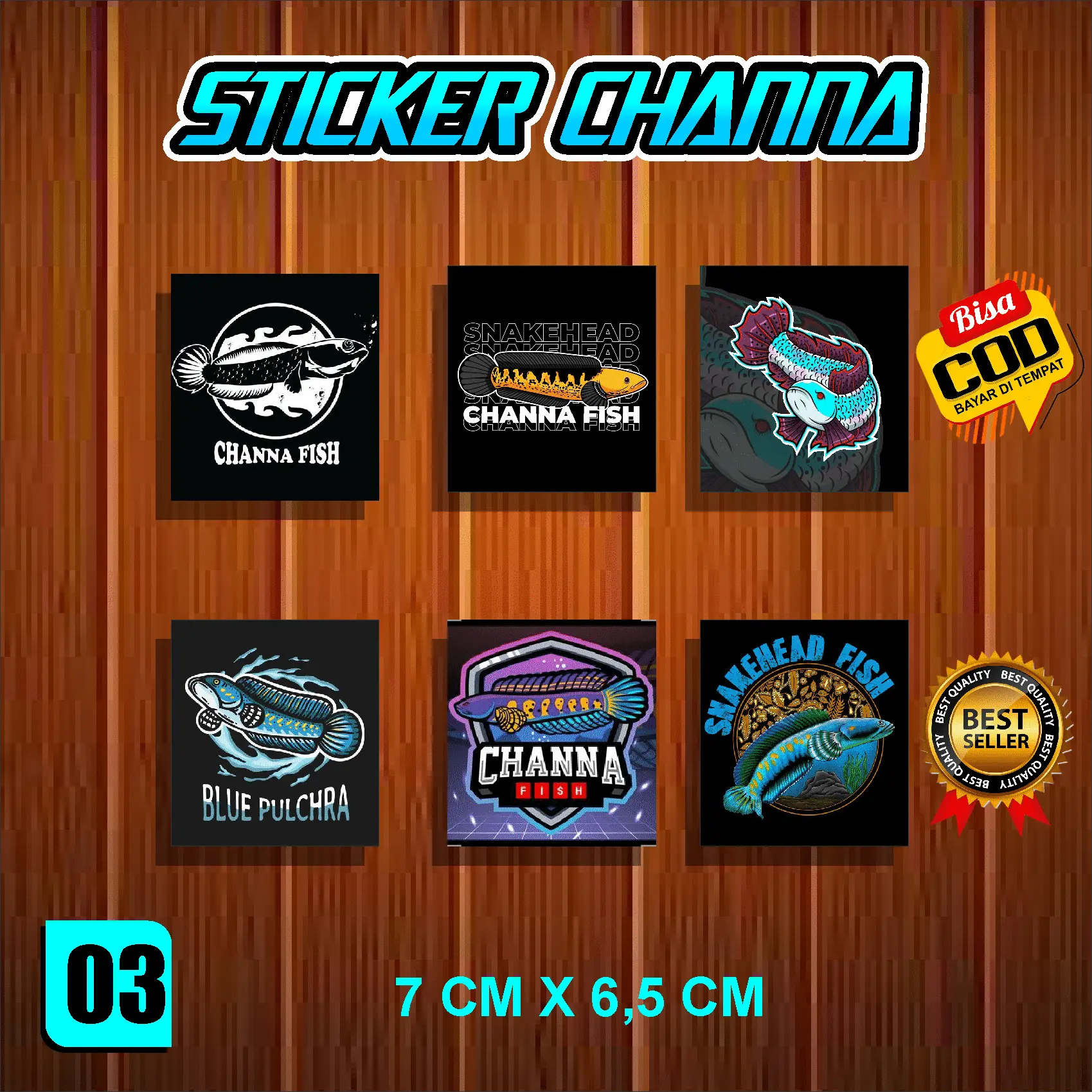 Sticker Ikan Channa Bahan Vinil Premium 1 set isi 6 pcs & 1 set isi 3 ...