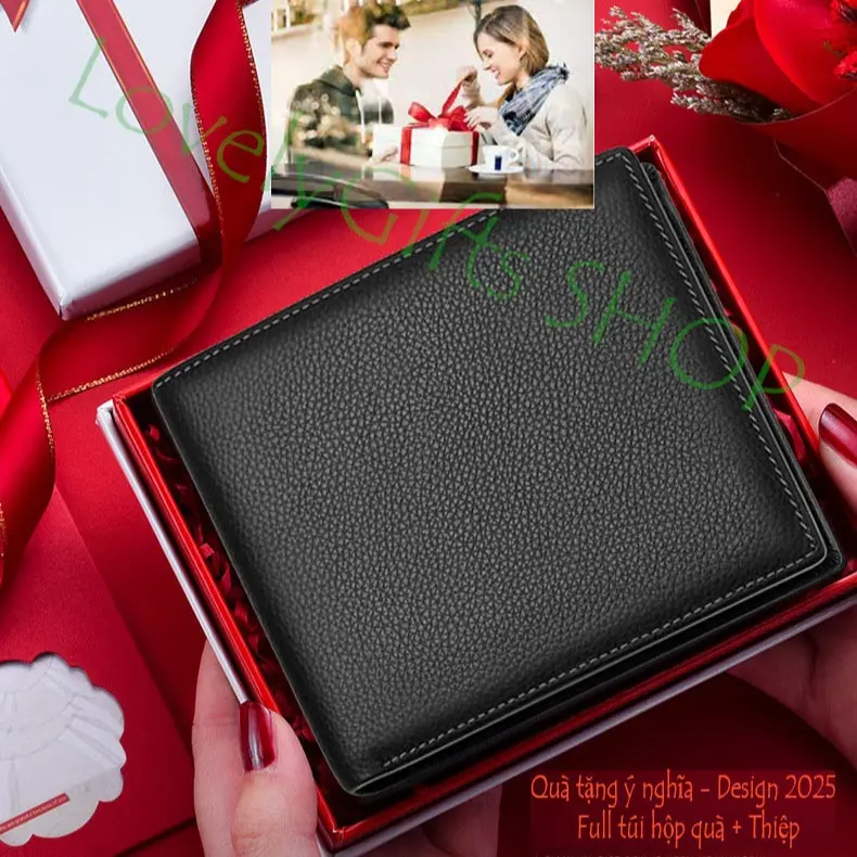 Ví da nam mỏng nhẹ tiện dụng cho bạn trai - Quà tặng sinh nhật, quà tặng noel, valentine cho nam ý nghĩa, thiết thực, độc đáo - FULL túi hộp y hình + thiệp