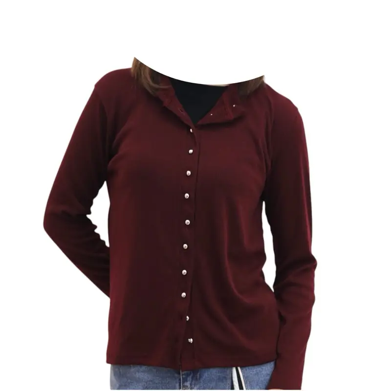 VILKINI Atasan Knit Wanita Lengan Panjang Basic Korean Top Summer Baju Knit Kancing Rib Wanita Long Sleeve SOMA