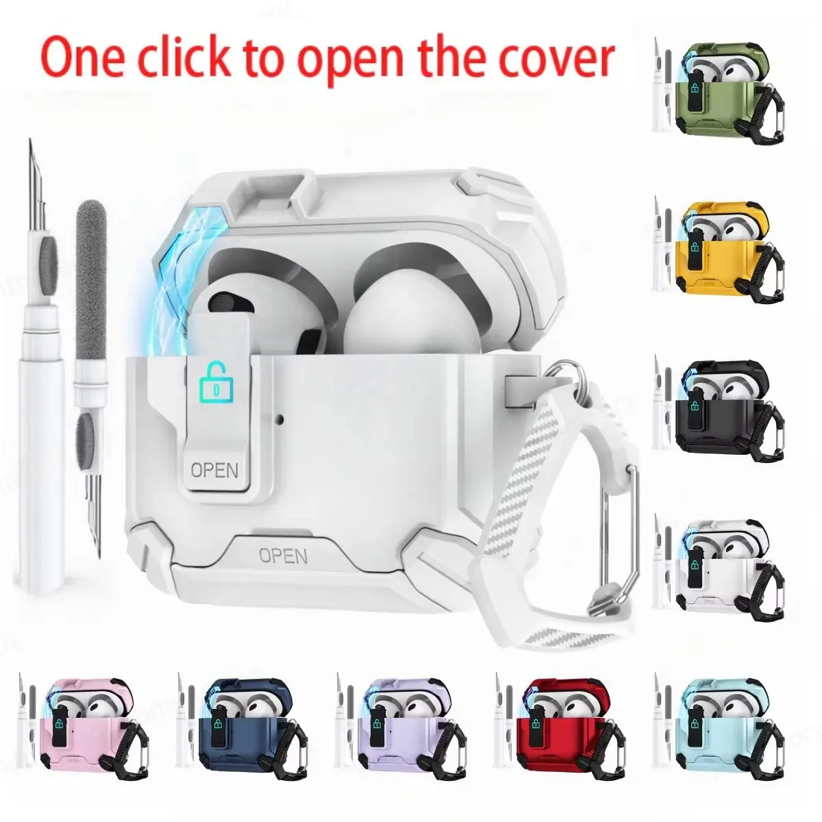 New Protective Case for Airpods 3 4 For MagSafe Wireless Charging Cover For Airpods Pro 2 Security Lock Case with Keychain